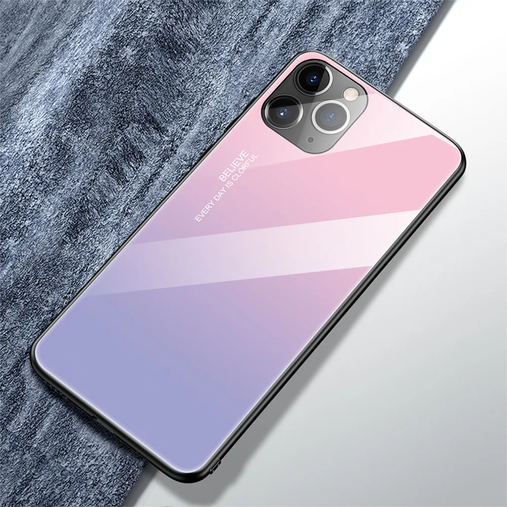 For iPhone 11 Pro MAX X XS XR Nice Starry Sky Flower Tempered Glass Cover For iPhone 7 8 Plus 6 6s Colorful Cases Coque