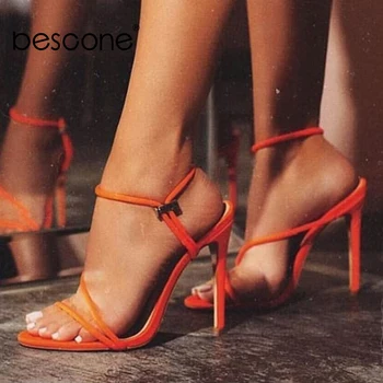 

BESCONE Summer Fashion Women Sandals Concise Narrow Band Decoration High Quality Party Slip-On Shoes Elegant Solid Sandals BM439