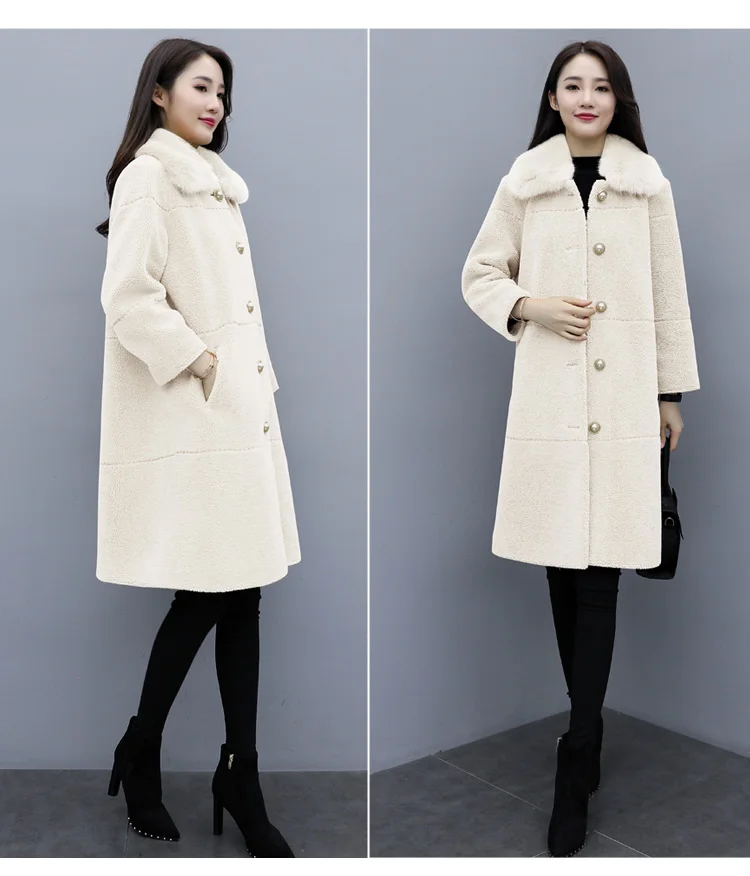 Ke li rong Composite materials Fur Middle Long Coat Autumn And Winter New Style Korean-style Loose-Fit Slimming WOMEN'S Ov