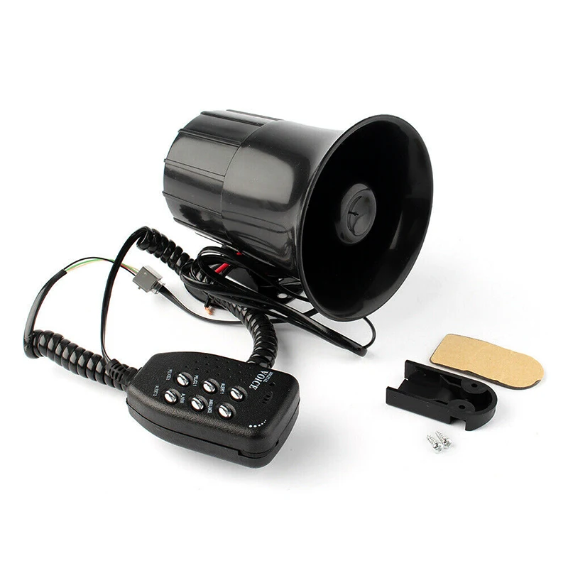 Spot Car Warning Alarm Fire Siren Horn PA Speaker MIC System 6 Sound