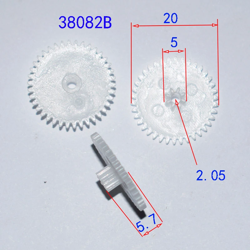 

30pcs 38+8T 0.5M 1.9/2.1mm hole plastic gear dron rc car plane robot kids toys for boys diy baby accessories GP38082B/A