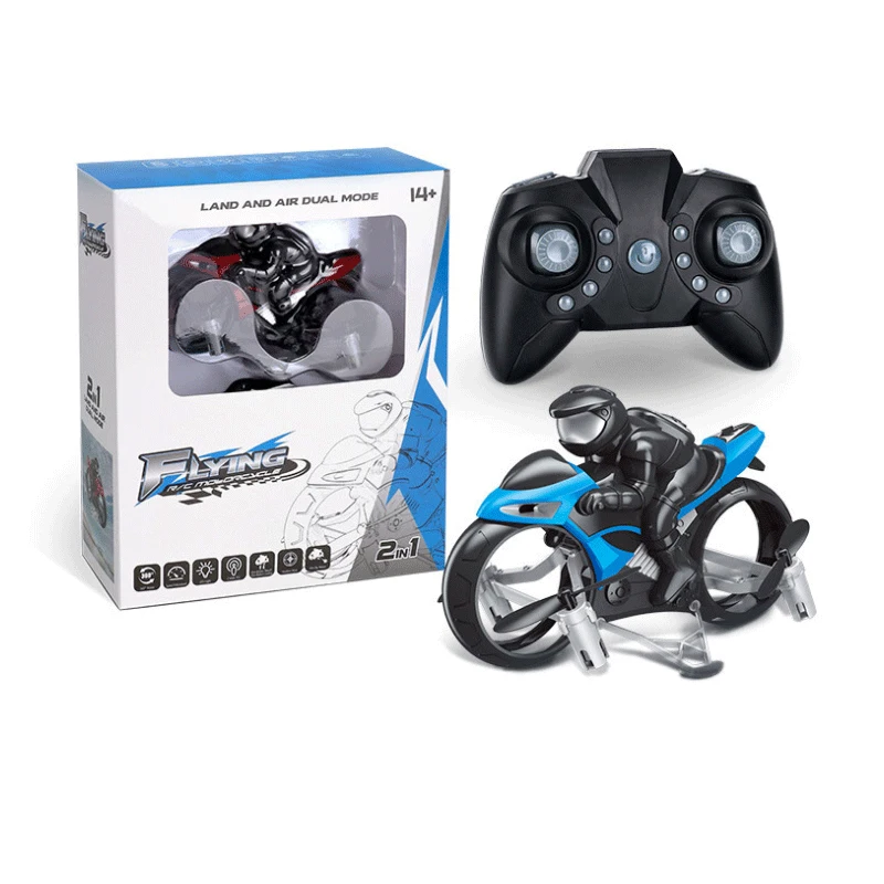 Радиоуправляемый мотоцикл 2 4G в 1 Land Air Fly с безголовым режимом 360 RC четырехосевой