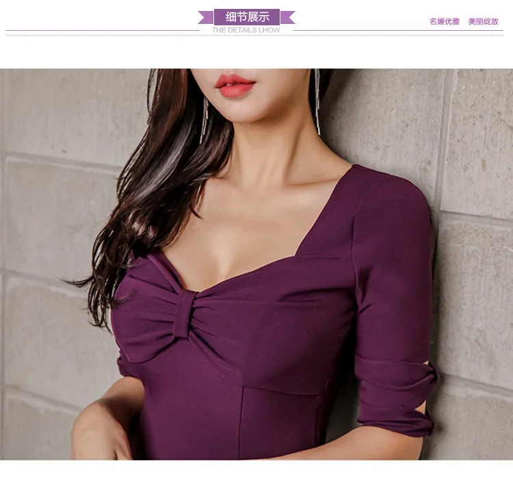 Женское платье в Корейском стиле дебютантное модное приталенное платье средней длины с v-образным вырезом и рукавом средней длины
