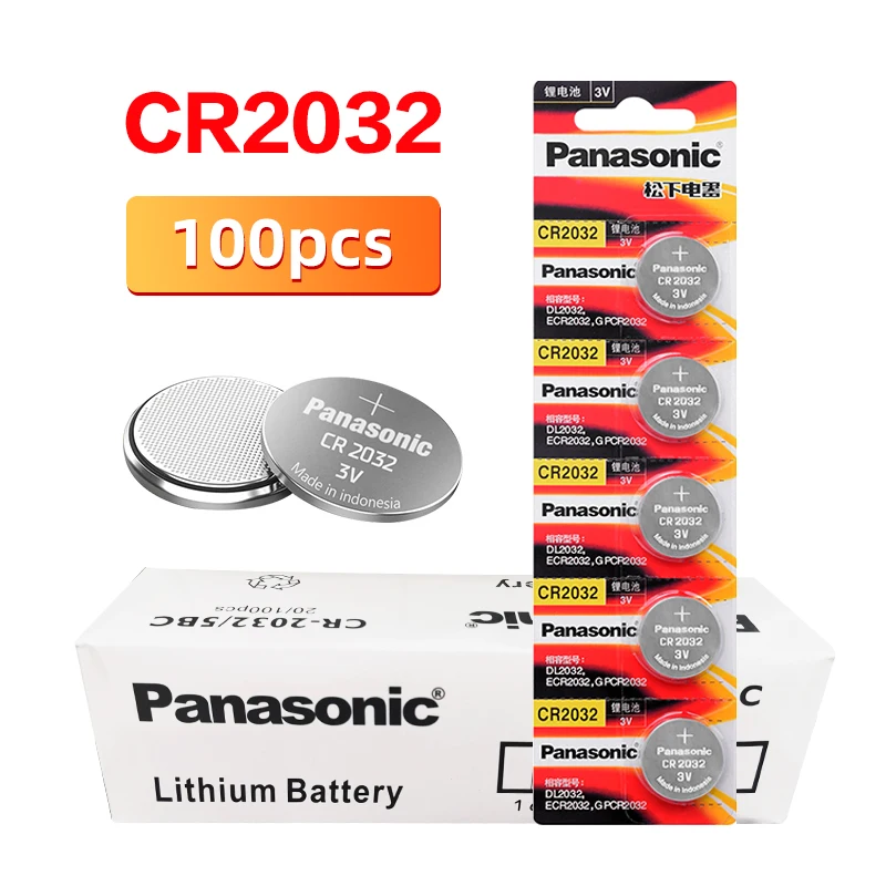 PANASONIC 100 шт./лот cr2032 абсолютно новые кнопочные батареи 3 в монета литиевые игры