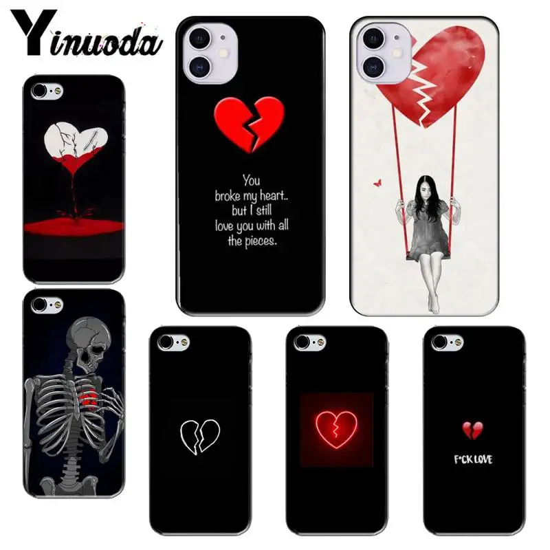 Yinuoda милый блестящий чехол для телефона с разбитым сердцем iPhone5 5s SE X XS MAX 8 7 6 6S Plus XR