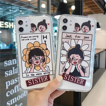 

100pcs Clear Sister Phone Case For IPhone 6 6s Plus 7 8 Plus Case For iPhone 11 Pro Max Xs XR Soft TPU Silicone Cover Wholesale