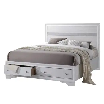 

ACME High Quality Modern Minimalist White Bed With Storage 84 Inches X 63 Inches X 50 Inche