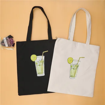

eusable Shopping Bag Fashion Women Canvas Tote Bags Printing eco Bag Cartoon bolsa de compras Shopper Shoulder Bags *2