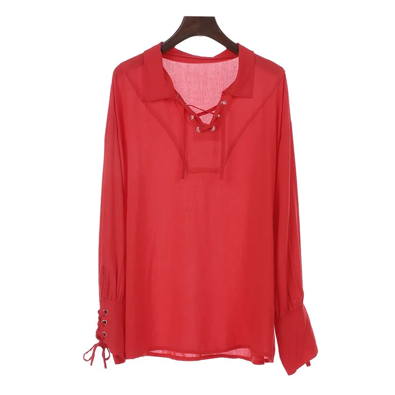 Средневековый Ренессанс рубашка с длинными рукавами, топ-бандаж для Adut Для мужчин Винтаж костюм Пышное среднего возраста Костюмы для мужчин - Цвет: Red top
