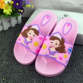 

JY 2020 Children girls summer PVC Sofia girl beach Slippers soft Non-slip home bath shoes 26-35 D6 D10 LS01