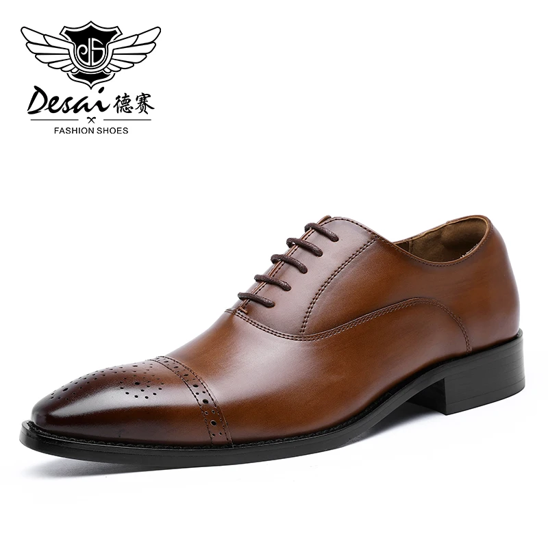 

Desai Business Casual Dress Shoes for Men Genuine Leather Comfortable Lace up Oxfords with Perforated Formal Shoes for Work