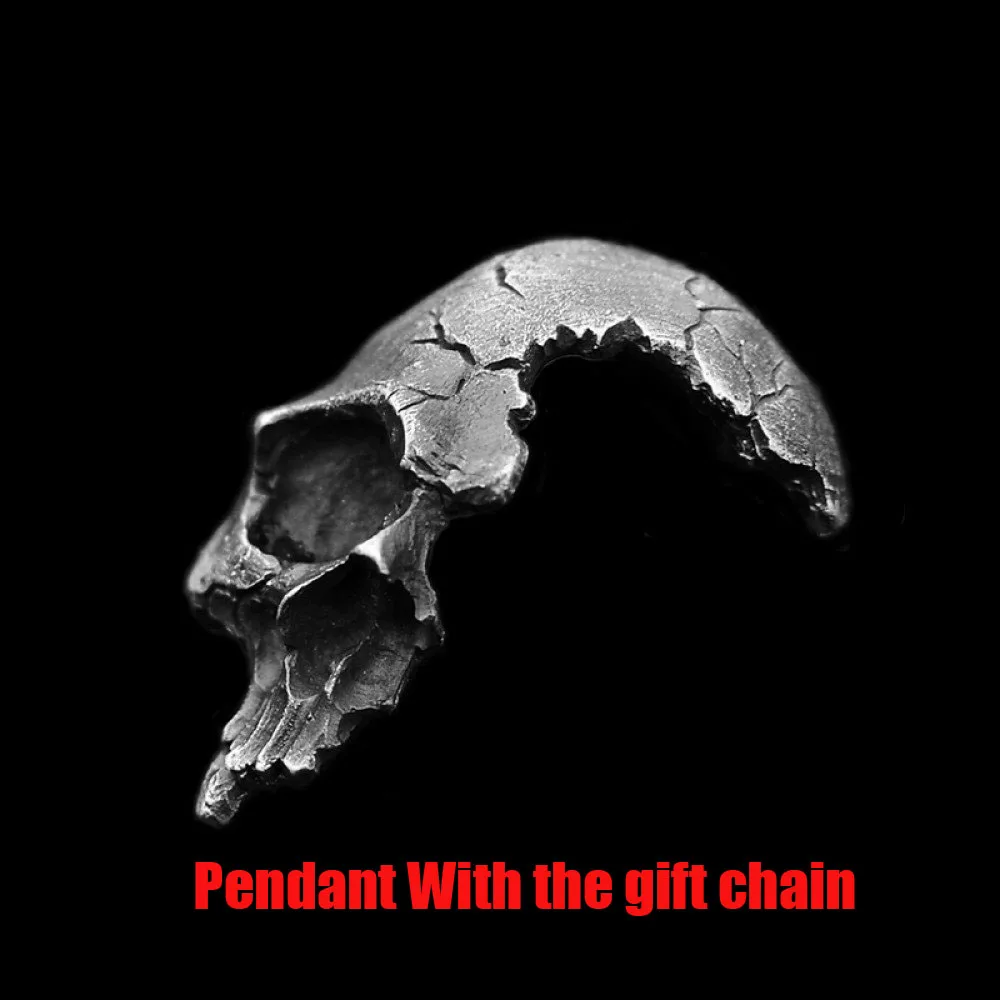 Pendantwithgiftchain BEIER сломанный Половина лица Череп Кулон ожерелье Мужская мода байкер рок панк ювелирные изделия Античный Серебряный цвет BP8-396 - Окраска металла: Pendantwithgiftchain