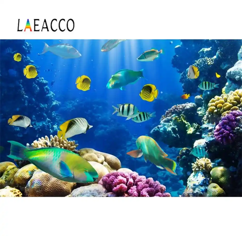 Laeacco 魚海水中サンゴベビー誕生日パーティーの壁紙肖像写真の背景写真の背景フォトスタジオ Background Aliexpress