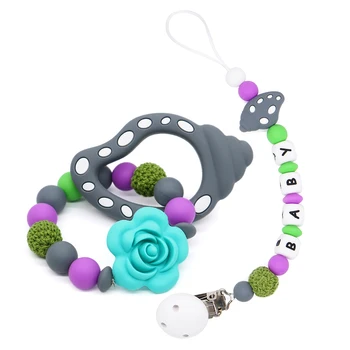 

1pcs Marine Animals Teether Chain Teething Crab Conch Shape Chewbale Toys For Baby Infant BPA Free Silicone For Baby Infant