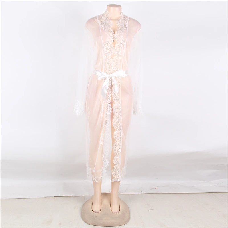 Ohyeahlover кружевные сорочки с длинными рукавами Babydoll пояс перспективное Эротическое белье плюс размер элегантное Ropa Sexi Mujer Porno RL80507