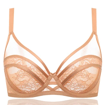 

Women's Full Coverage Lace Underwire Non Padded Cotton Bra 34 36 38 40 42 44 B C D E
