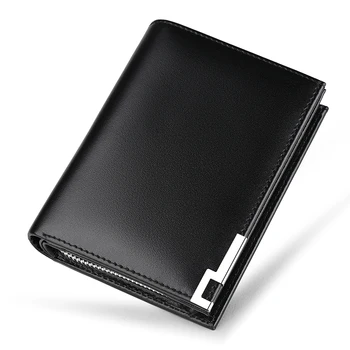 

WILLIAMPOLO Wallet for Men Genuine Leather Zipper Short Wallet Luxury Brand Multiple Card Slots