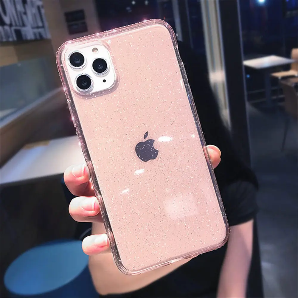P Lovebay Алмазный блестящий чехол для телефона для iPhone 7 8 6 6s Plus 11 Pro X XR XS Max блестящий прозрачный Твердый Мягкий ТПУ чехол-накладка - Цвет: P