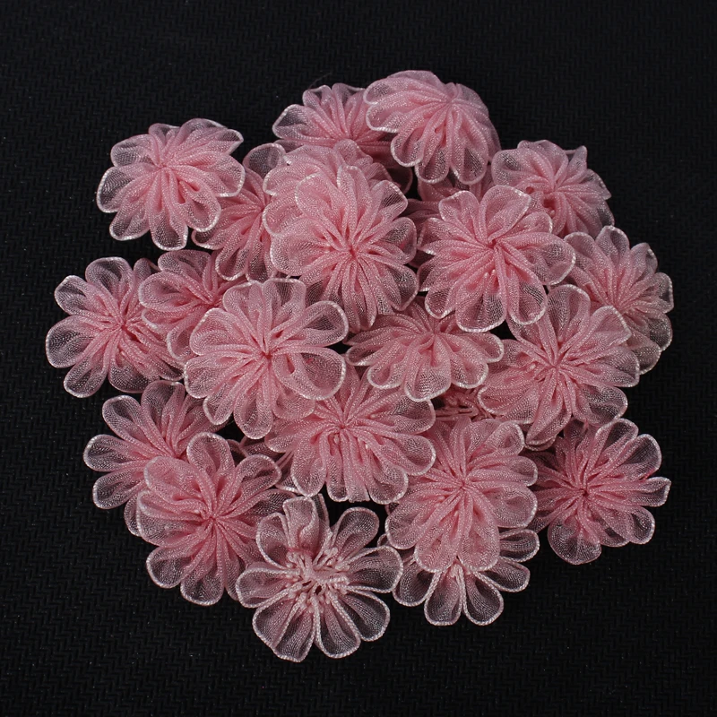 Dark pink Lucia crafts 24 шт 22 мм органза бант девушки цветок Розочка лук головные уборы материал пошив одежды «сделай сам» Аксессуары B0905 - Цвет: Dark pink