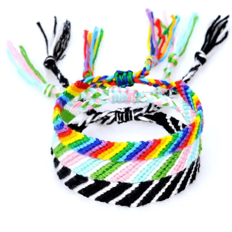 Ybollar Rainbow Friendship Bracelets Handmade Woven Cotton Cord Macrame Wristband Boho Style Wrap Bracelet Yoga Pulseras Jewelry