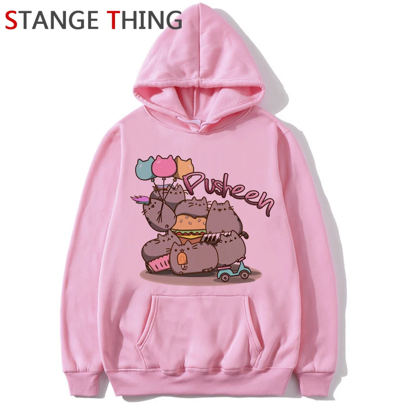 Новинка Pusheen Cat Kawaii Harajuku забавные мультяшные толстовки женские Ullzang милые кошки графическая Толстовка 90s корейский стиль толстовка женская
