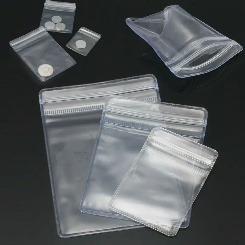 100pcs  Thick Grip Resealable Zip Lock Bags Self Seal Clear Plastic Poly Bag 4