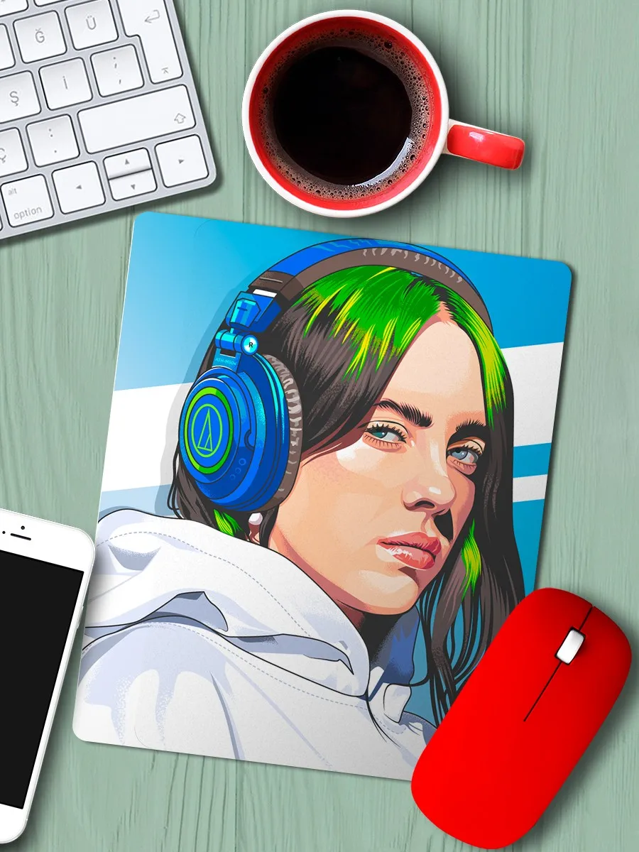 Коврик для мыши с принтом Музыка Billie Eilish Билли Айлиш - 6026 В | Компьютеры и офис
