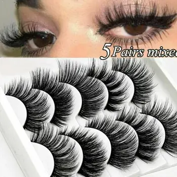 

Mink Hair False Eyelashes Natural Cross False Eyelashes Messy Make Eye Up Extension Tools Long Makeup Beauty Lashes Fake 5p D8Z8