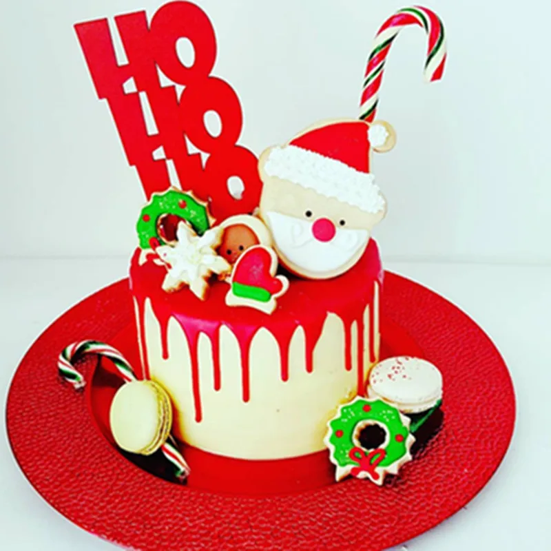 Rojo Navidad Cake Topper Decoración Fiesta Feliz Navidad Santa impresión 3D CT1
