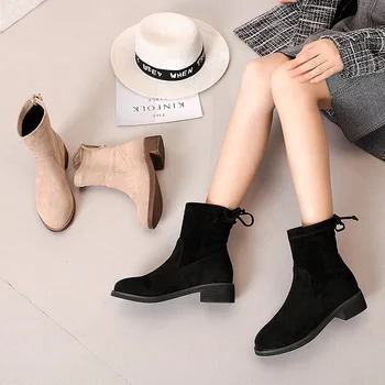 

women autumn winter trendy high hells shoes ladies warm ankle boots 841840