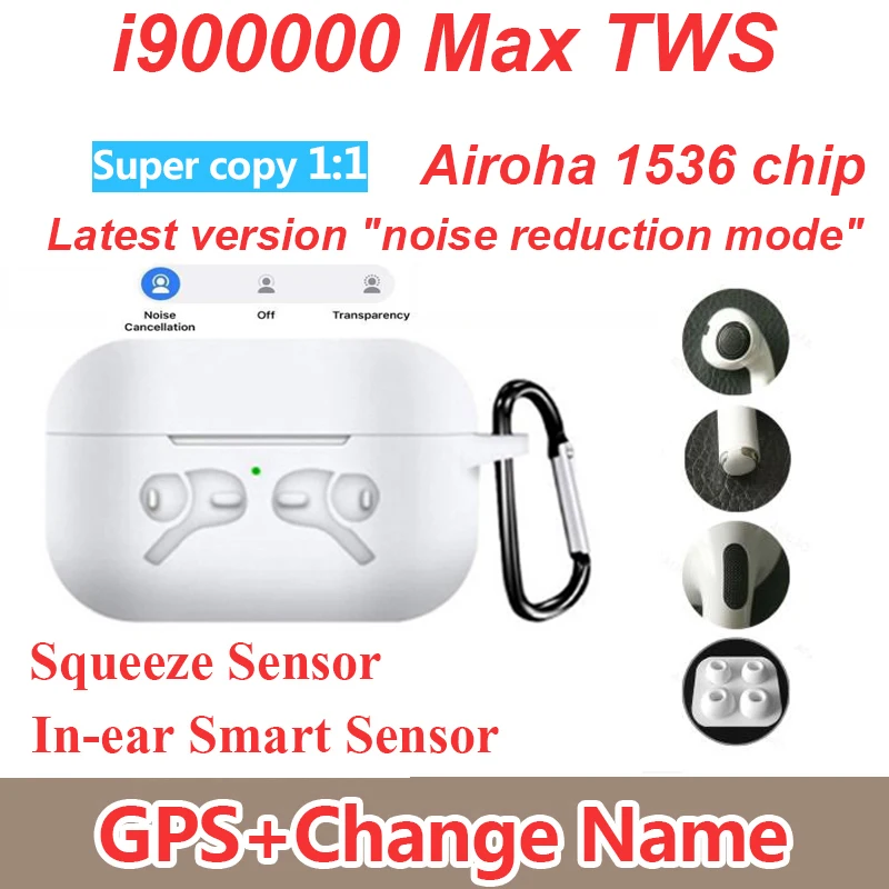 

i900000 Max TWS 1: 1 enhanced active noise cancellation Bluetooth earphone pressure sensor PK i200000 i100000 i500000 TWS