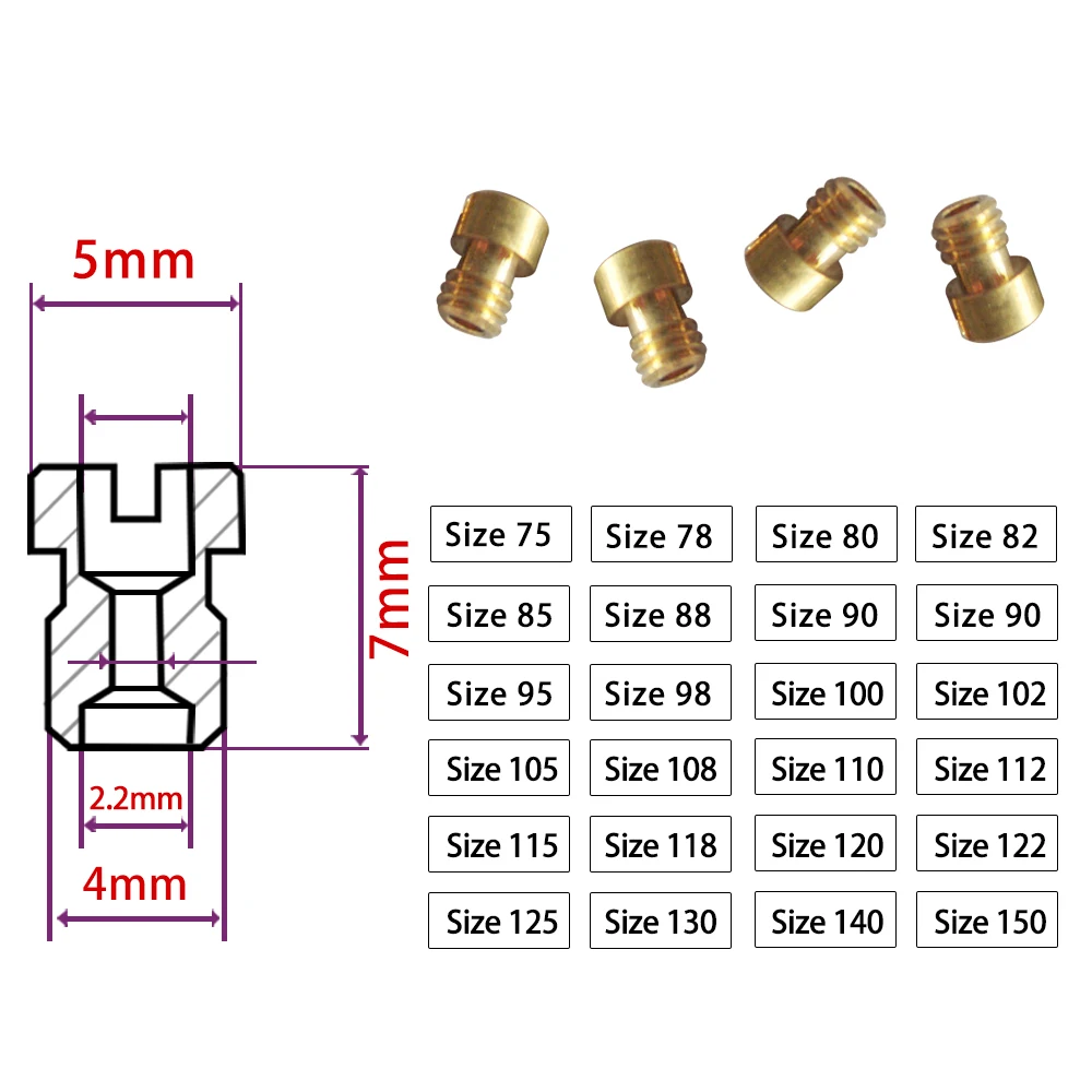 6 шт.) GY6-50 80 PZ19 C70 JH70 CVK24 26 резьба 4 мм основной реактивный мотоцикл Keihin Карбюратор инджеторы сопла