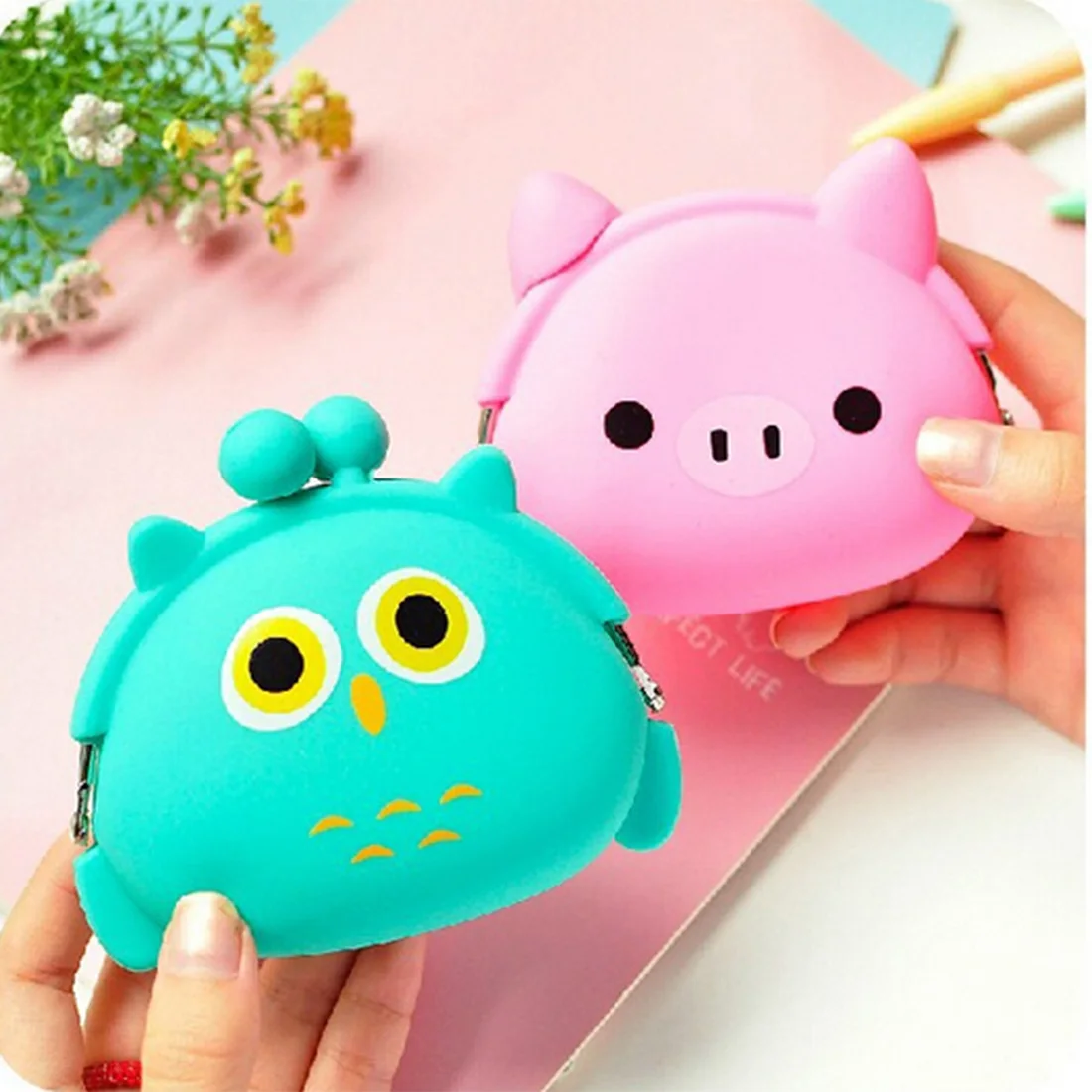 Lovely Women New Coin Bag Silicone Storage Animal Panda Cat Bear Mini Pouch Coin Bag Change Wallet Purse Hasp New Design Wallets