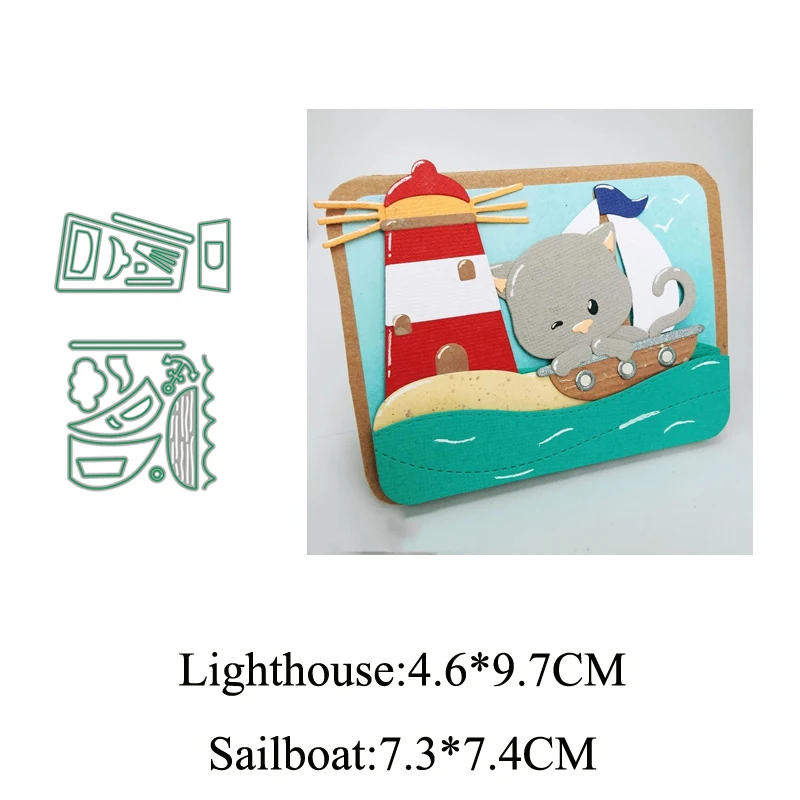 

Lighthouse sailboat 2019 NEW Metal Cutting Dies Scrapbooking for Card Making Photo Album DIY Embossing Cuts Lucky Goddess Craft