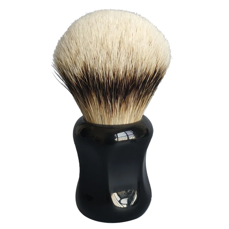 Dscosmeticsoftsilvertipbadgerhairshavingbrushwithblackresin