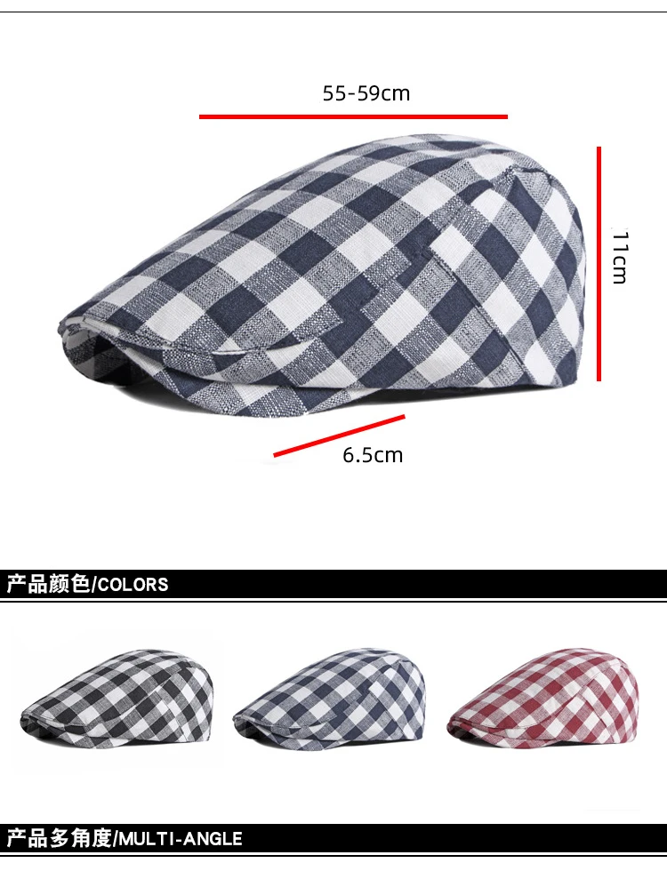 2021 New Man Peaky Blinders British Plaid Berets Women Vintage Flat Caps Gatsby Male Spring Summer Adjustable Driver Hat beret for guys