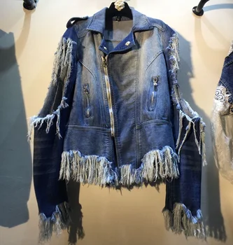 

Ripped Jeans Jackets Vintage Girls Slim Clothes Womens Denim Jacket Bomber Chaqueta Mujer Woman Open Shoulder Coats LT604S30