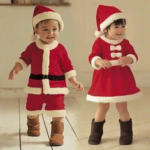 Для девочек Рождественские костюмы для детских игр Санта Клаус костюмы для мальчиков, костюм для выступления для маленьких девочек Одежда для младенцев, мальчиков, одежда