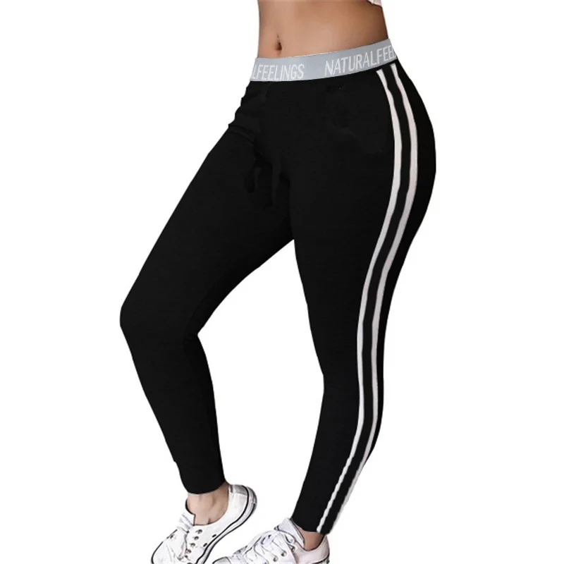 Женские черные леггинсы повседневные спортивные брюки для фитнеса длинные с