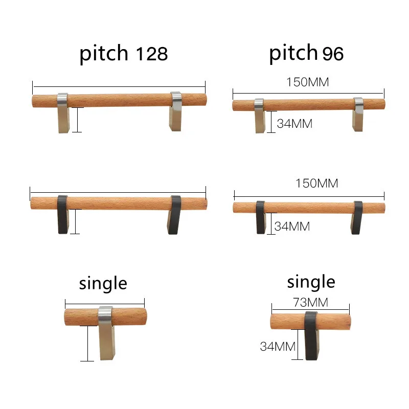 Modern Nordic Minimalist Solid Wood Handle European-style Hardware Cabinet Desk Drawer Cabinet Door Wardrobe Door Door Handle Modern Nordic Minimalist Solid Wood Handle European-style Hardware Cabinet Desk Drawer Cabinet Door Wardrobe Door Door Handle