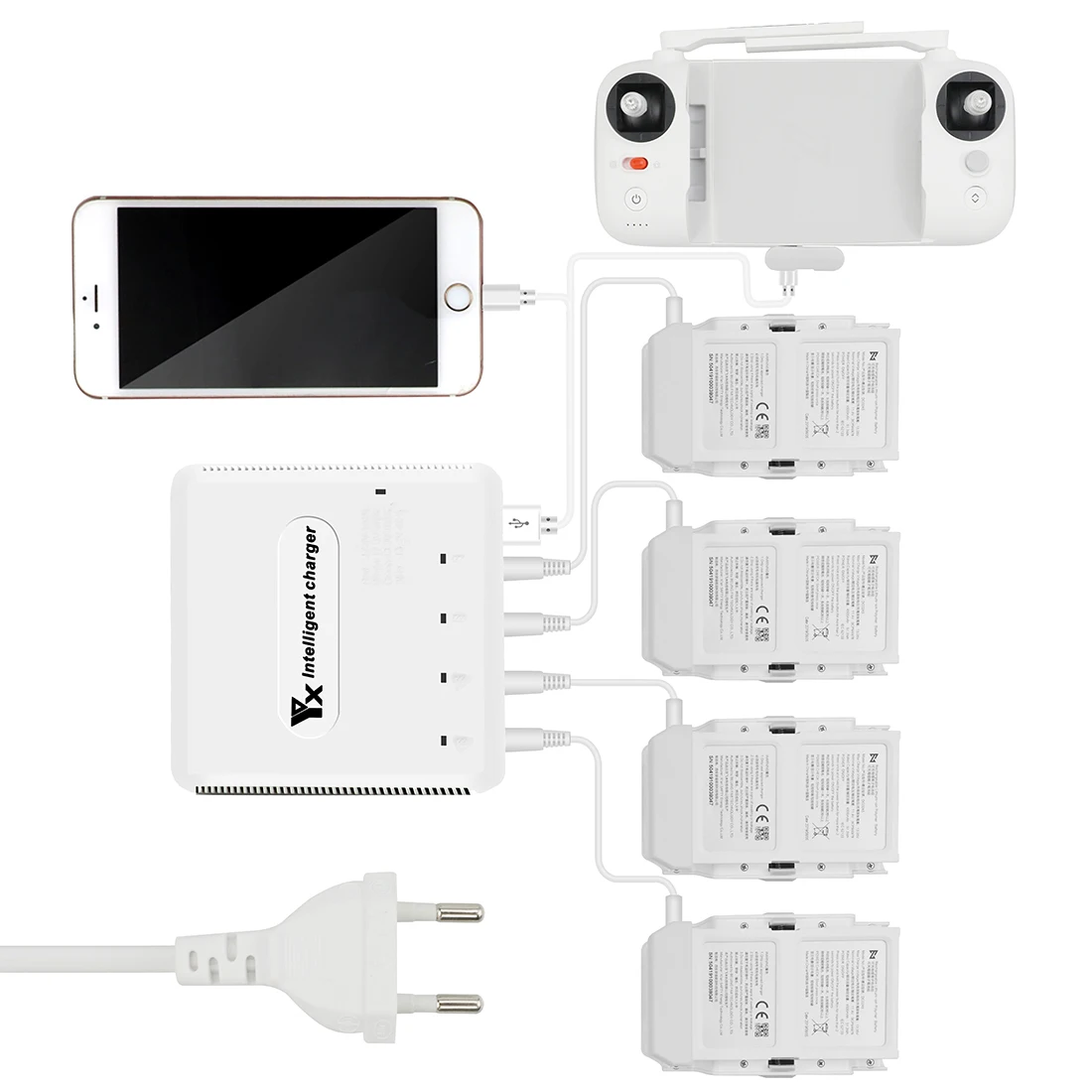  HOBBYINRC 6-in-1 Charger Drone Battery Manager for Xiaomi FIMI x8SE Aircraft - US/EU/UK Plug