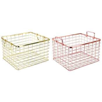

Metal Storage Basket Chic Nordic Handmade Iron Net Table Shelves Basket Bath Clothes Cosmetics Storage Basket