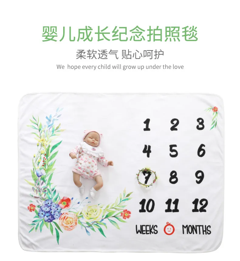 Infant Item Milestone Records Growth Blanket Milestone Photo Shoot Photography CHILDREN'S Blanket Cross Border Hot Selling