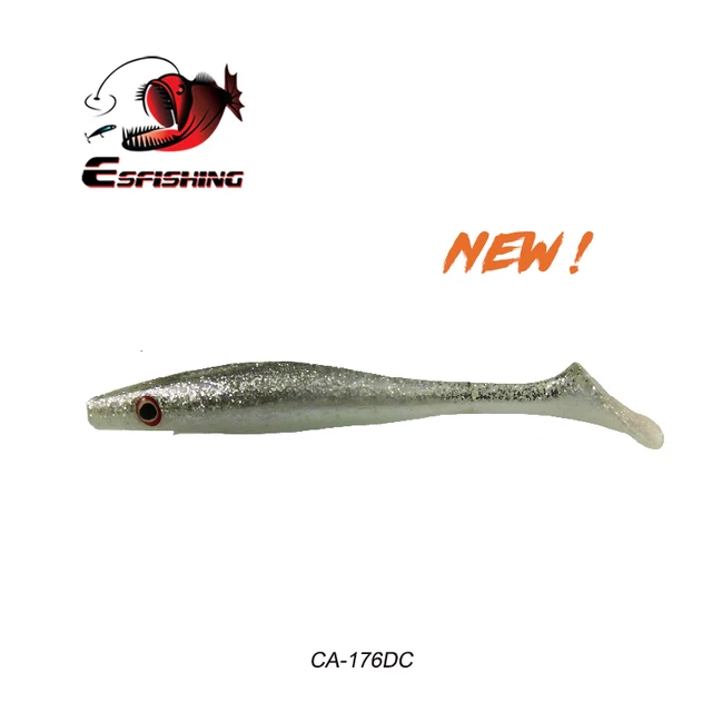 ESFISHING New Hog Shad 100, 125,150,200mm Sea Fishing Silicone Wobbler Soft Baits Paddle Tail Pesca Artificial Fishing Lures CA176DC