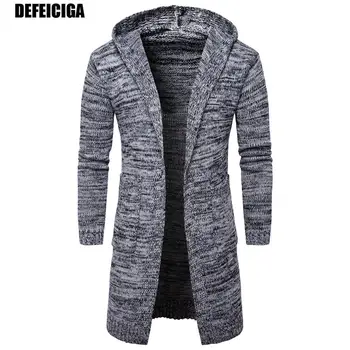 

Men Slim Autumn Winter Warm Casual Sweaters Long Knitted Turn-down Collar Outerwear Designer Sweater Men