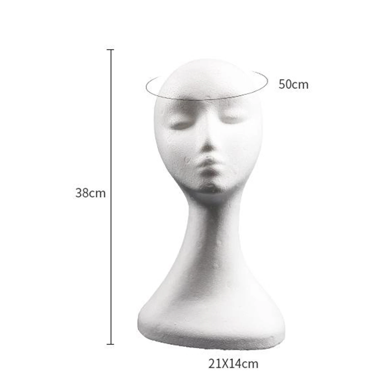 19.5'' Inch Styrofoam Female Wig Head Mannequins Manikin Style Model & Display Women's Wigs Hats & Hairpieces Stand