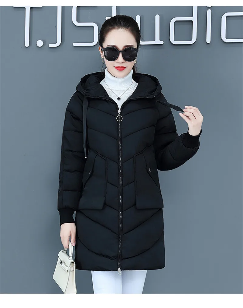 High Quality Winter Jacket Women Parker Thick Down Cotton Jacket Large Size Mid-Long Hooded Outerwear Women Warm Winter Coat