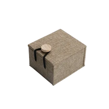 

Retro Simple Linen Wood Buckle Box High-End Ring Necklace Earrings Jewelry Jewelry Gift Box Storage Box