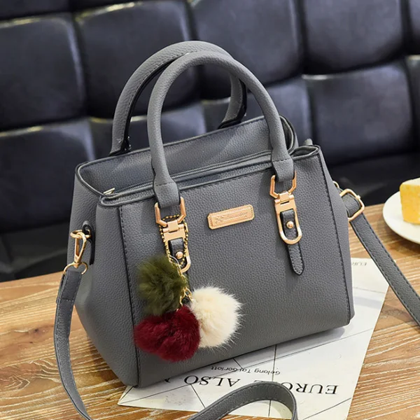 HJPHOEBAG, женские роскошные сумки, женские сумки, дизайнерская сумка на плечо, женская сумка-мессенджер, сумки с помпонами, высокое качество, сумка YC316 - Цвет: Dark-gray