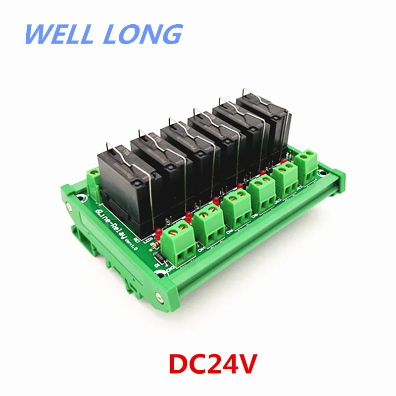 

DIN рейку 6 DPDT 5A релейный интерфейс модуль, JW2SN-DC24V реле.